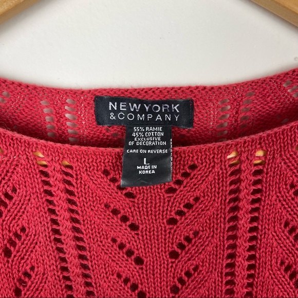 New York & Company Ramie & Cotton Blend Red Brick Knit Sweater Size‎ L - Picture 9 of 11